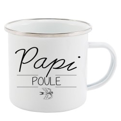 Mug Tasse Rétro en métal émaillé imprimé citation papi poule