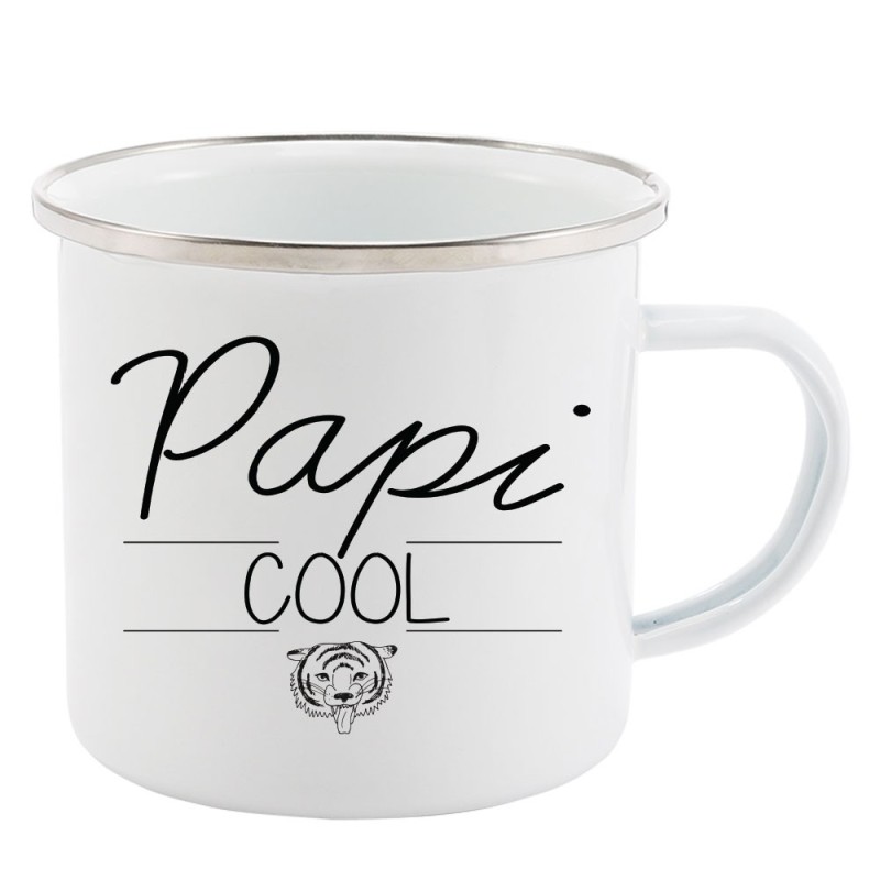 Mug Tasse Rétro en métal émaillé imprimé citation papi cool
