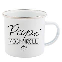 Mug Tasse Rétro en métal émaillé imprimé citation papi rocknroll