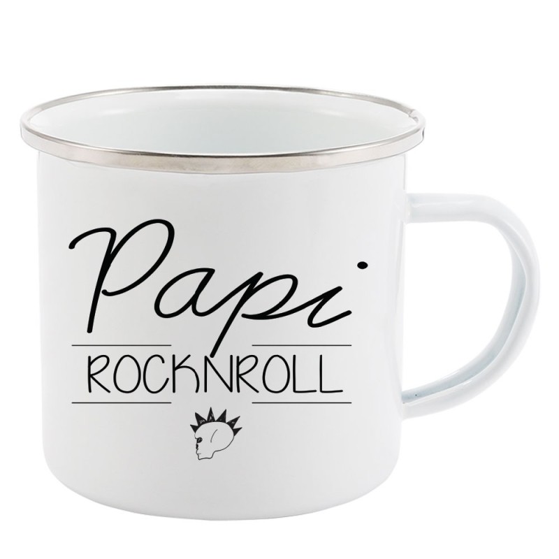 Mug Tasse Rétro en métal émaillé imprimé citation papi rocknroll