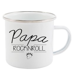 Mug Tasse Rétro en métal émaillé imprimé citation papa rocknroll