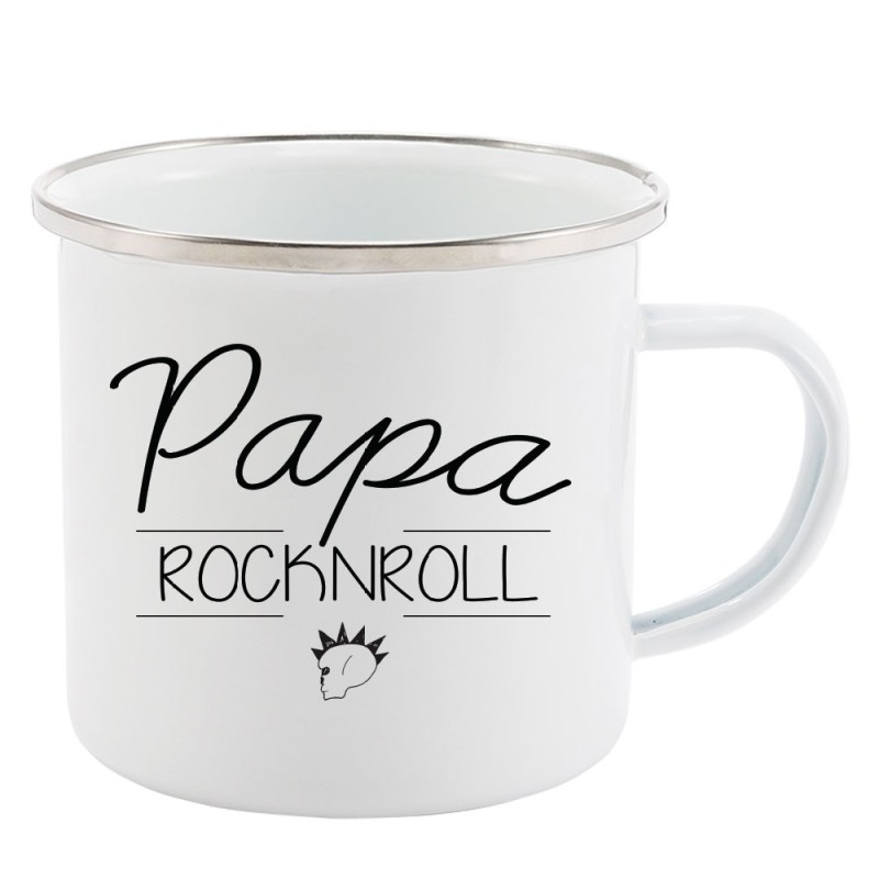 Mug Tasse Rétro en métal émaillé imprimé citation papa rocknroll