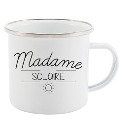 Mug Tasse Rétro en métal émaillé imprimé citation Madame Solaire