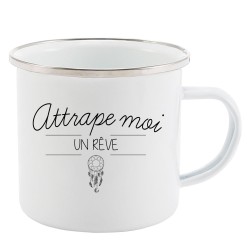 Mug Tasse Rétro en métal émaillé imprimé citation Attrape moi un rêve