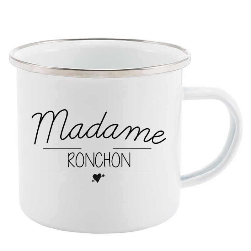 Mug Tasse Rétro en métal émaillé imprimé citation Madame ronchon