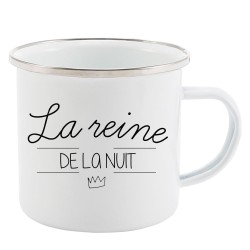 Mug Tasse Rétro en métal émaillé imprimé citation La reine de la nuit