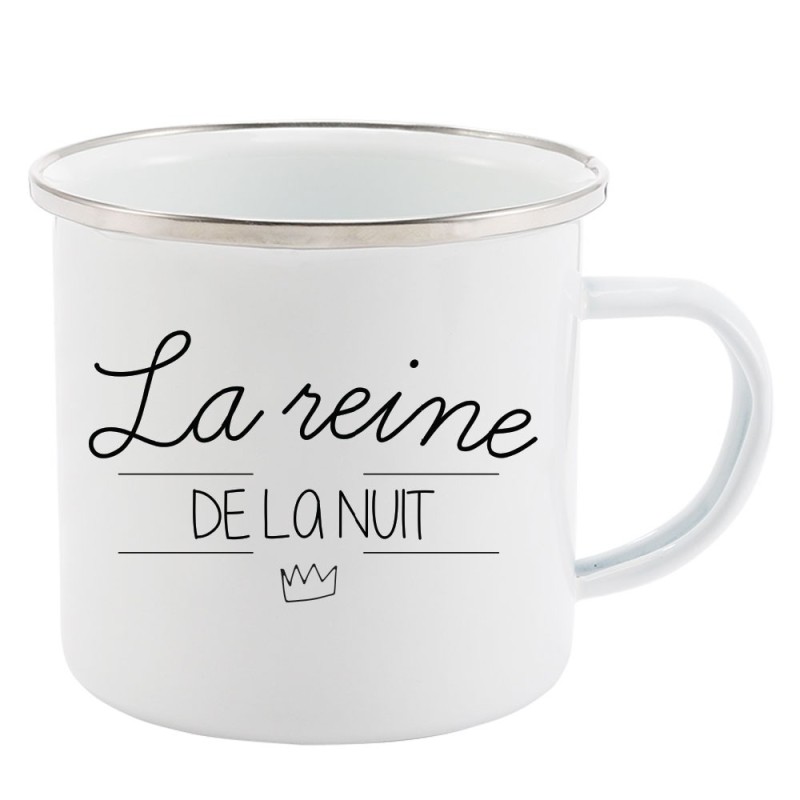 Mug Tasse Rétro en métal émaillé imprimé citation La reine de la nuit