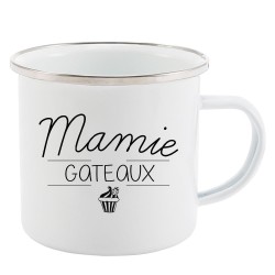 Mug Tasse Rétro en métal émaillé imprimé citation Mamie gateaux