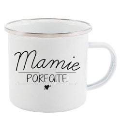 Mug Tasse Rétro en métal émaillé imprimé citation Mamie parfaite