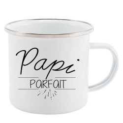 Mug Tasse Rétro en métal émaillé imprimé citation Papi parfait