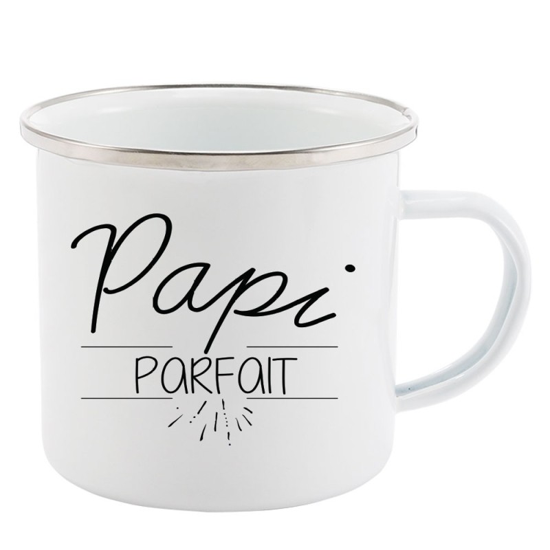 Mug Tasse Rétro en métal émaillé imprimé citation Papi parfait