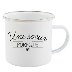 Mug Tasse Rétro en métal émaillé imprimé citation Une soeur parfaite