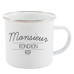 Mug Tasse Rétro en métal émaillé imprimé citation Monsieur ronchon