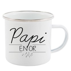Mug Tasse Rétro en métal émaillé imprimé citation Papi en or
