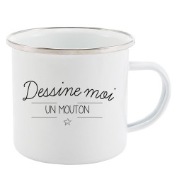Mug Tasse Rétro en métal émaillé imprimé citation Dessine moi un mouton