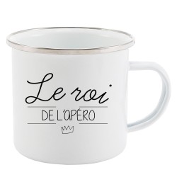 Mug Tasse Rétro en métal émaillé imprimé citation le roi de l'apéro