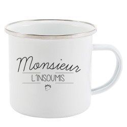 Mug Tasse Rétro en métal émaillé imprimé citation Monsieur l'insoumis