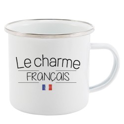 Mug Tasse Rétro en métal émaillé imprimé citation Le charme français