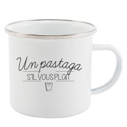 Mug Tasse Rétro en métal émaillé imprimé citation Un pastaga s'il vous plait
