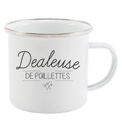 Mug Tasse Rétro en métal émaillé imprimé citation Dealeuse de paillettes