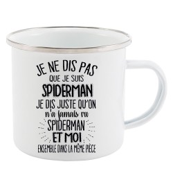 Mug Tasse Rétro en métal émaillé imprimé citation Je ne dis pas que je suis spiderman je dis juste...