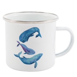 Mug Tasse Rétro en métal émaillé imprimé illustration baleine