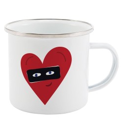 Mug Tasse Rétro en métal émaillé imprimé illustration coeur