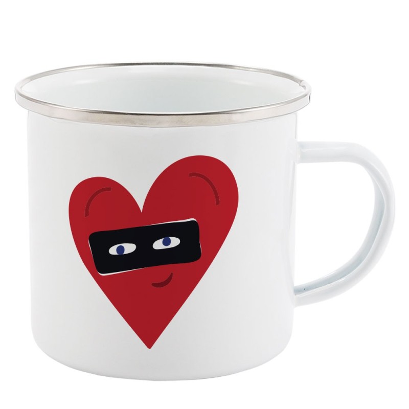 Mug Tasse Rétro en métal émaillé imprimé illustration coeur