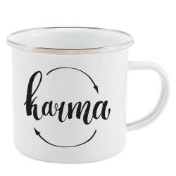 Mug Tasse Rétro en métal émaillé imprimé illustration karma