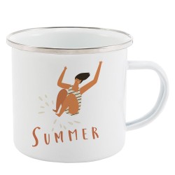 Mug Tasse Rétro en métal émaillé imprimé illustration summer