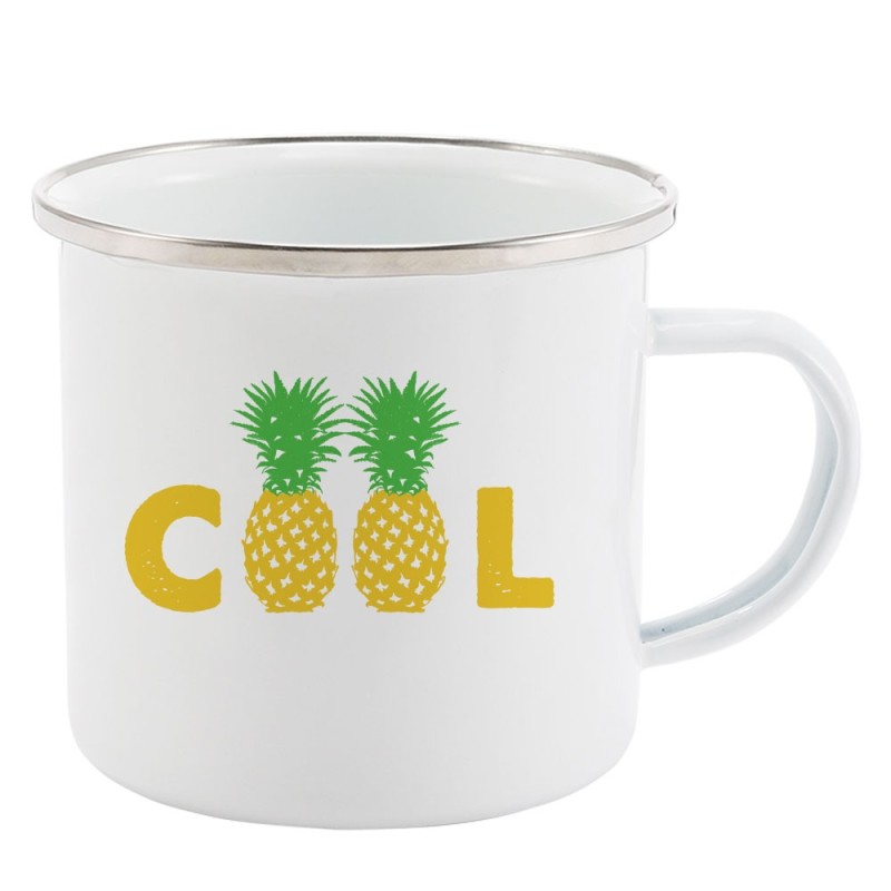 Mug Tasse Rétro en métal émaillé imprimé illustration Cool ananas