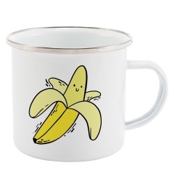 Mug Tasse Rétro en métal émaillé imprimé illustration banane