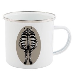 Mug Tasse Rétro en métal émaillé imprimé illustration zebre