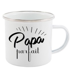 Mug Tasse Rétro en métal émaillé imprimé citation humour citation fête des pères Papa parfait