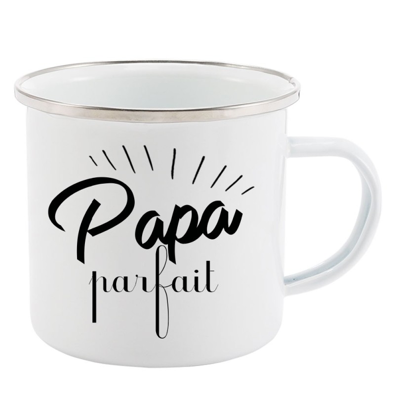Mug Tasse Rétro en métal émaillé imprimé citation humour citation fête des pères Papa parfait