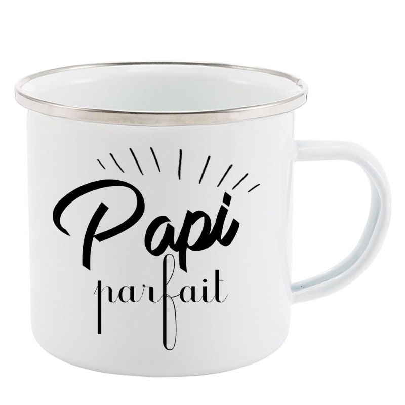 Mug Tasse Rétro en métal émaillé imprimé citation humour citation papi parfait