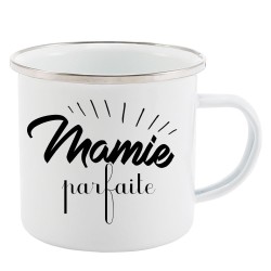 Mug Tasse Rétro en métal émaillé imprimé citation humour citation Mamie parfaite