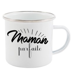 Mug Tasse Rétro en métal émaillé imprimé citation humour citation Maman parfaite