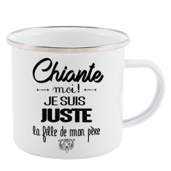 Mug Tasse Rétro en métal émaillé imprimé citation humour citation Chiante moi je suis juste la fille de mon père
