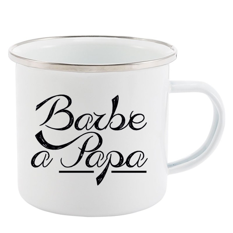 Mug Tasse Rétro en métal émaillé imprimé citation humour citation Barbe a papa