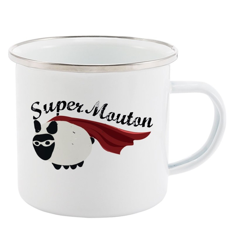 Mug Tasse Rétro en métal émaillé imprimé illustration citation illustration Super mouton