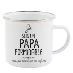 Mug Tasse Rétro en métal émaillé imprimé illustration citation je suis un papa formidable