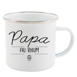 Mug Tasse Rétro en métal émaillé imprimé illustration citation Papa au rhum