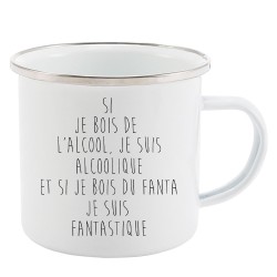 Mug Tasse Rétro en métal émaillé imprimé illustration citation Je suis fantastique