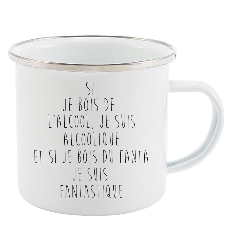 Mug Tasse Rétro en métal émaillé imprimé illustration citation Je suis fantastique