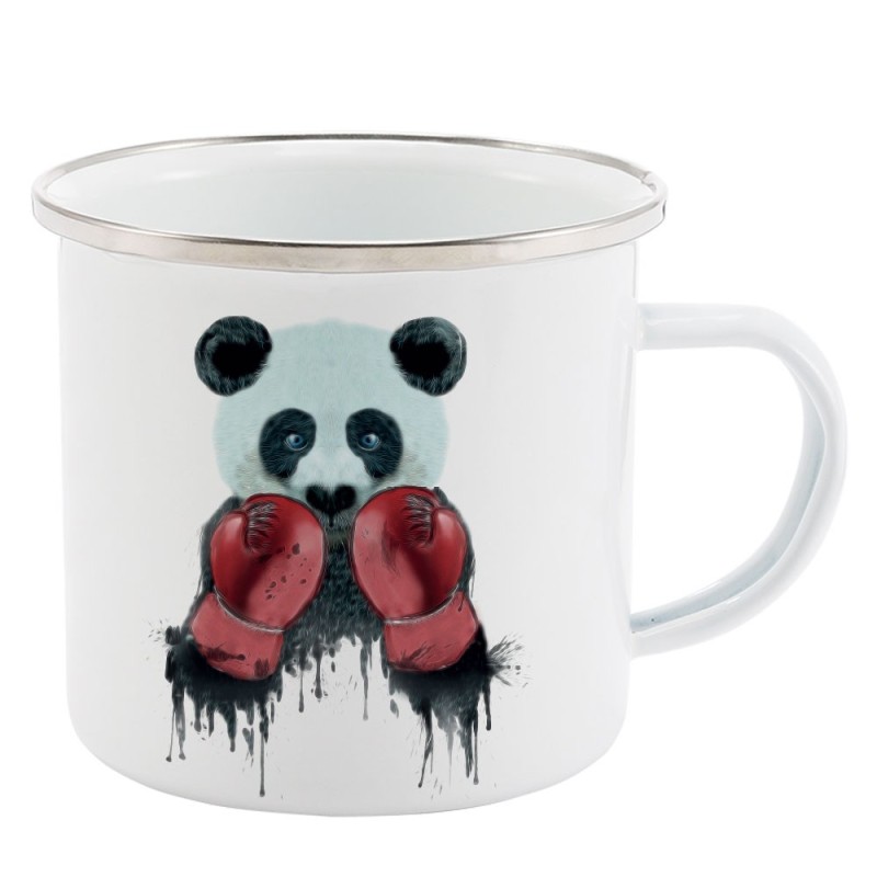 Mug Tasse Rétro en métal émaillé imprimé illustration citation illustration Panda