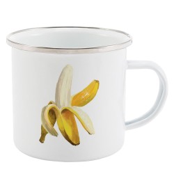 Mug Tasse Rétro en métal émaillé imprimé illustration citation illustration banane