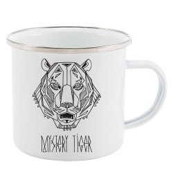 Mug Tasse Rétro en métal émaillé imprimé illustration citation illustration Tigre