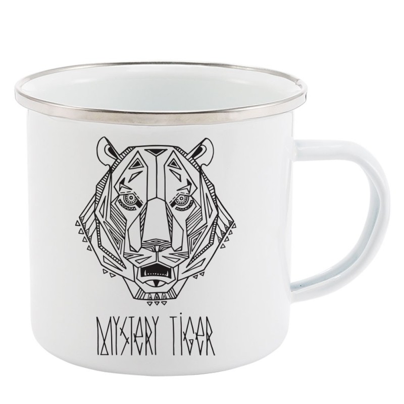Mug Tasse Rétro en métal émaillé imprimé illustration citation illustration Tigre