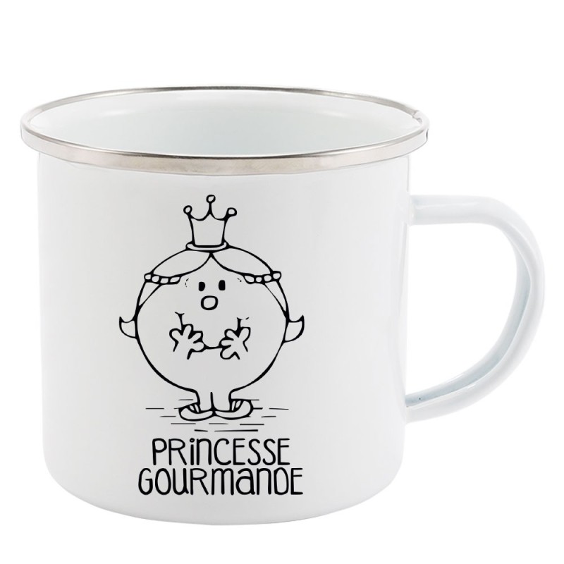 Mug Tasse Rétro en métal émaillé imprimé illustration princesse gourmande